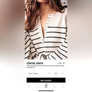 Sezane Leontine jumper - xxs navy and ecru